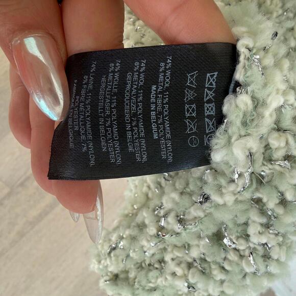 Dries Van Noten Teodora V-Neck Metallic Textured Knit Sweater Jumper Large - Picture 3 of 8